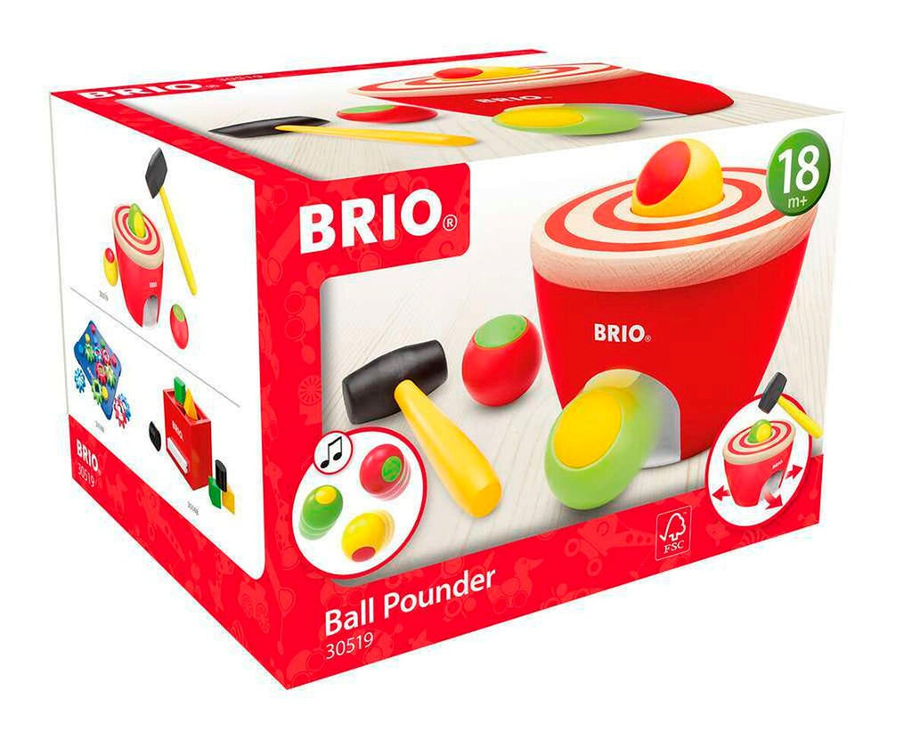 Hammerspill med kuler i tre 15 x 10 cm - BRIO bakside
