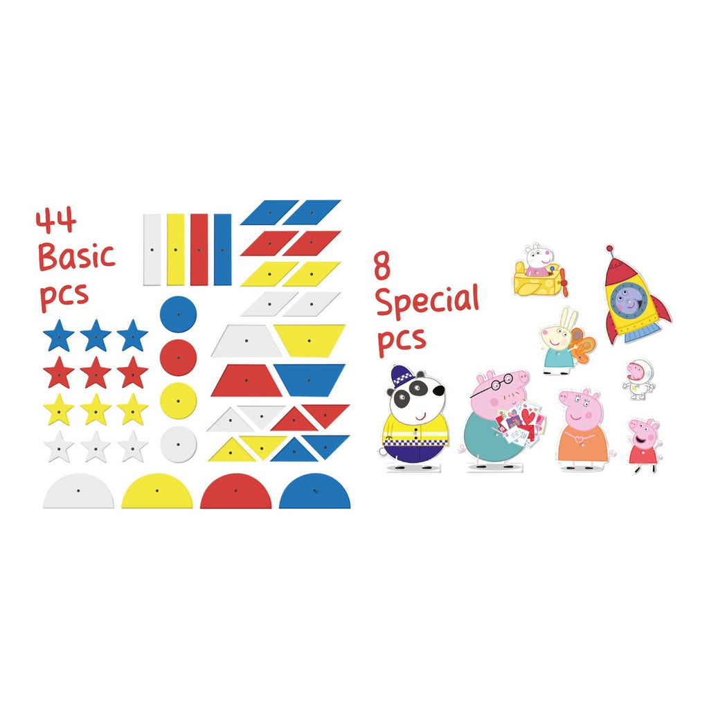 Detalj av fargerike plater i Hammerspill Peppa Pig