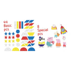 Detalj av fargerike plater i Hammerspill Peppa Pig