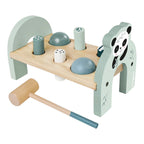 Hamrebenk i tre panda-design med hammer fra 12 mnd forfra