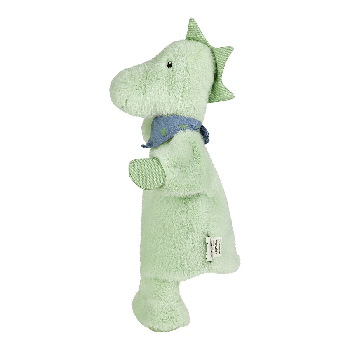 Montert hånddukke dino Rexi fleece og jersey 32 cm i bruk