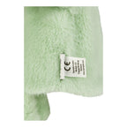 Nærbilde av hånddukke dino Rexi fleece og jersey 32 cm stoff