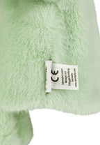 Nærbilde av mykt fleece materiale på hånddukke Dino Rexi
