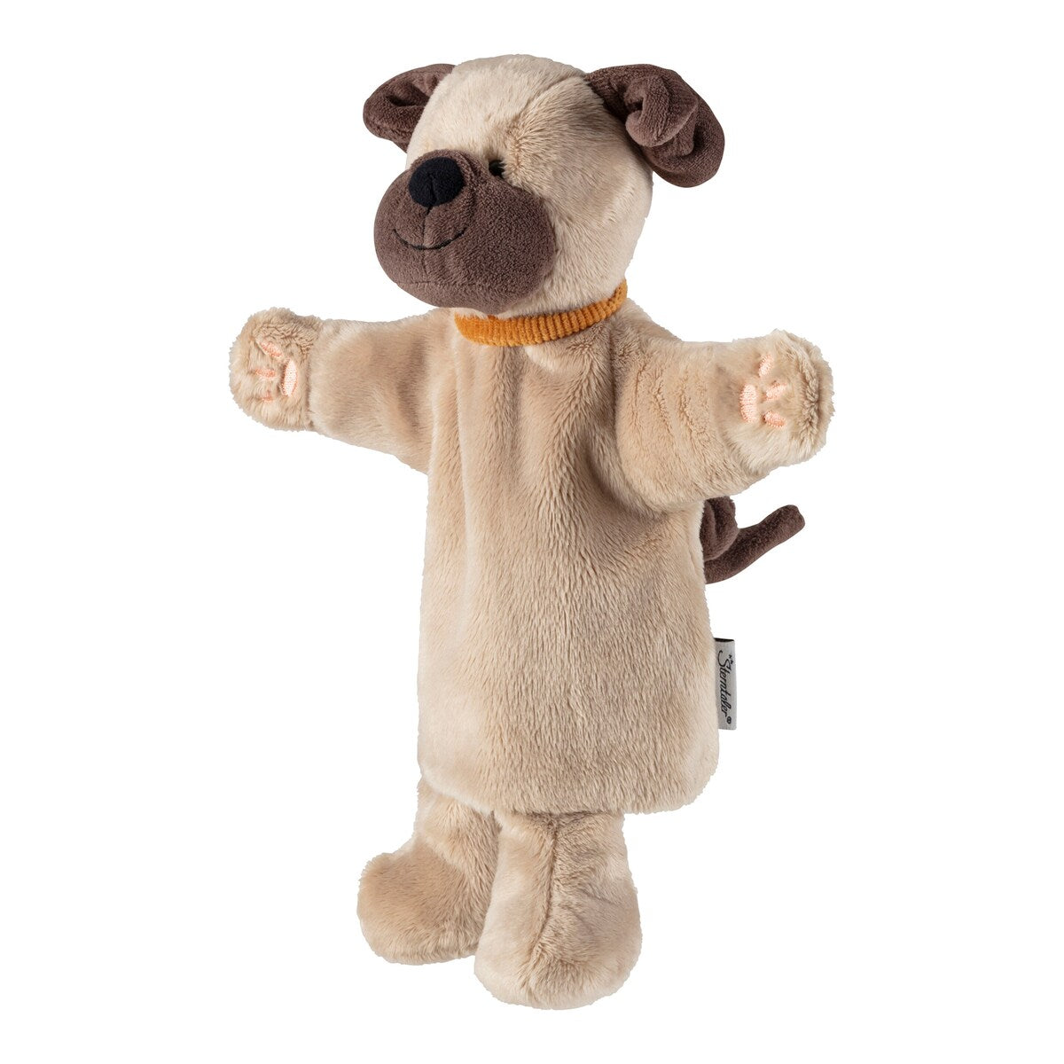 Hånddukke hund plysj 34 cm forfra