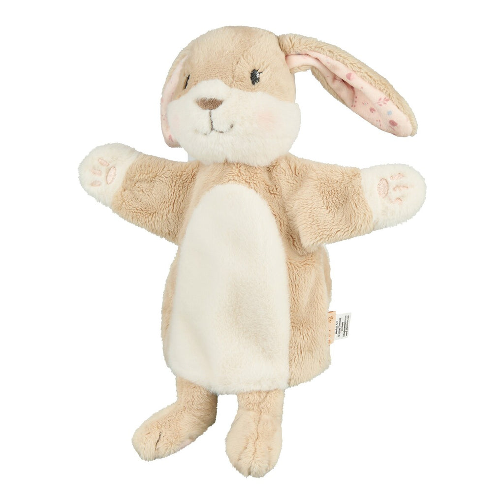 Hånddukke kanin Hanni i fleece og fløyel 32 cm forfra