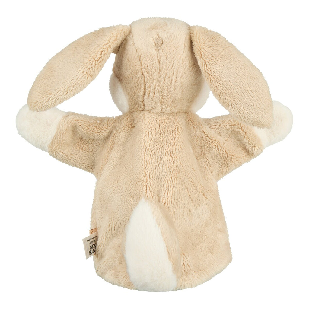 Detalj på hånddukke kanin Hanni i fleece og fløyel 32 cm