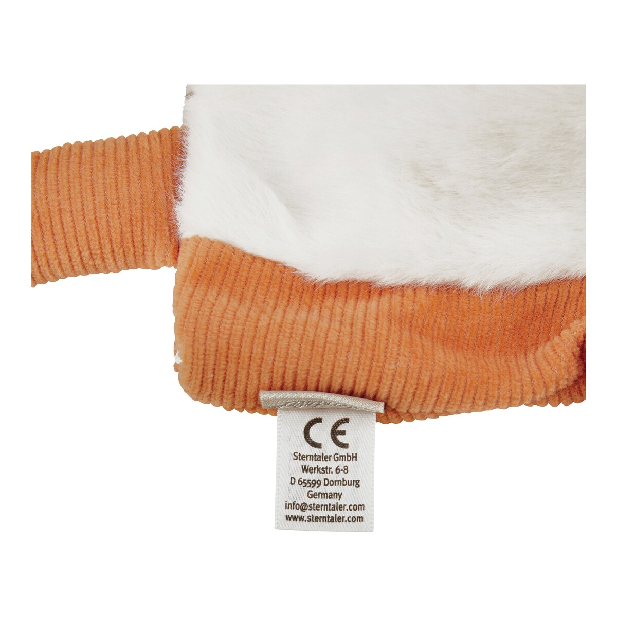 Hånddukke rev Filou fleece og kordfløyel 31 cm i bruk