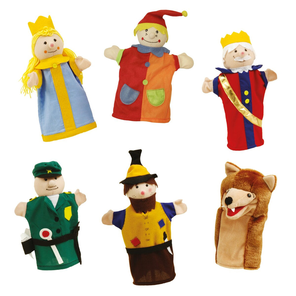 Hånddukker 6 deler klassiske figurer for dukketeater forfra