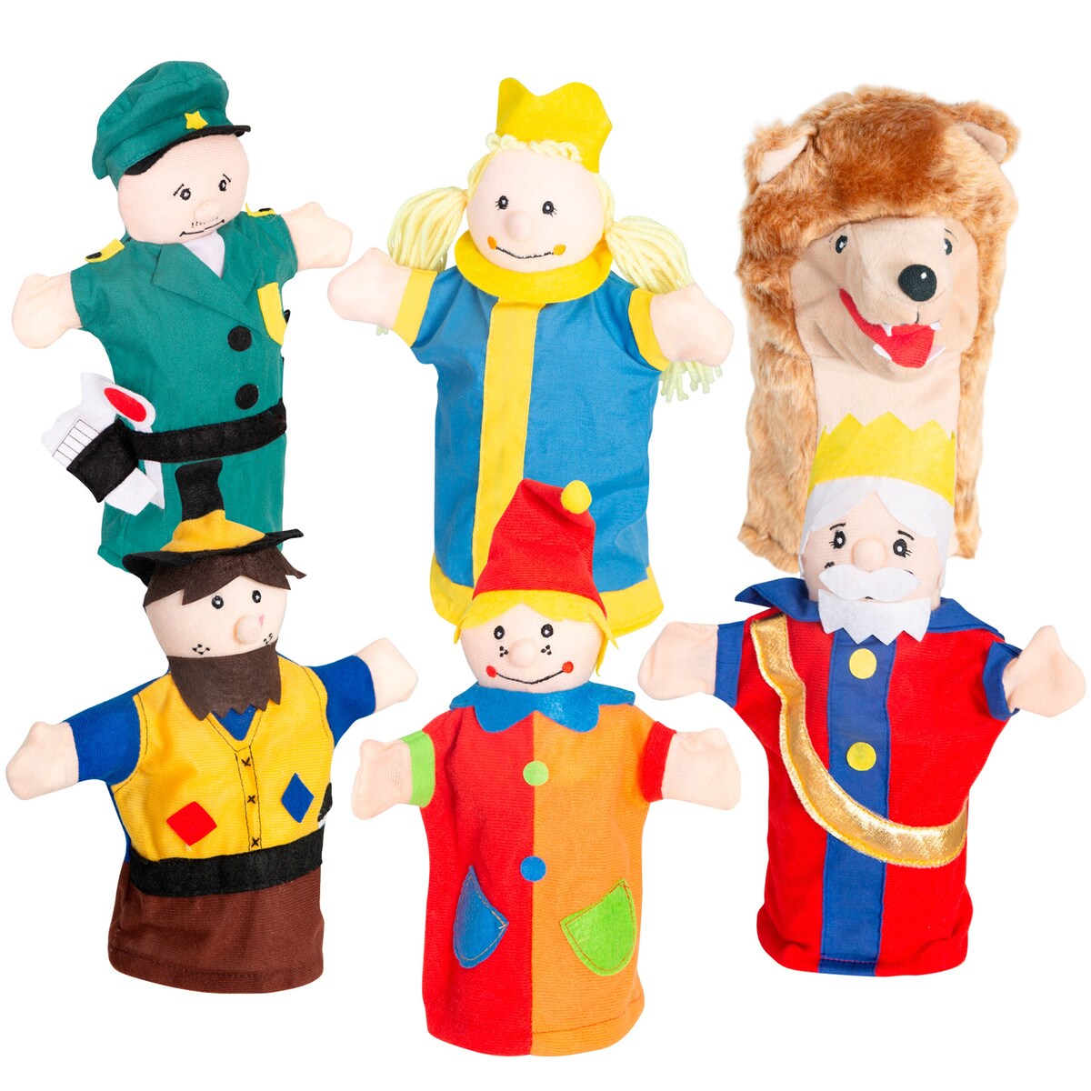 Hånddukker 6 deler klassiske figurer for dukketeater konge