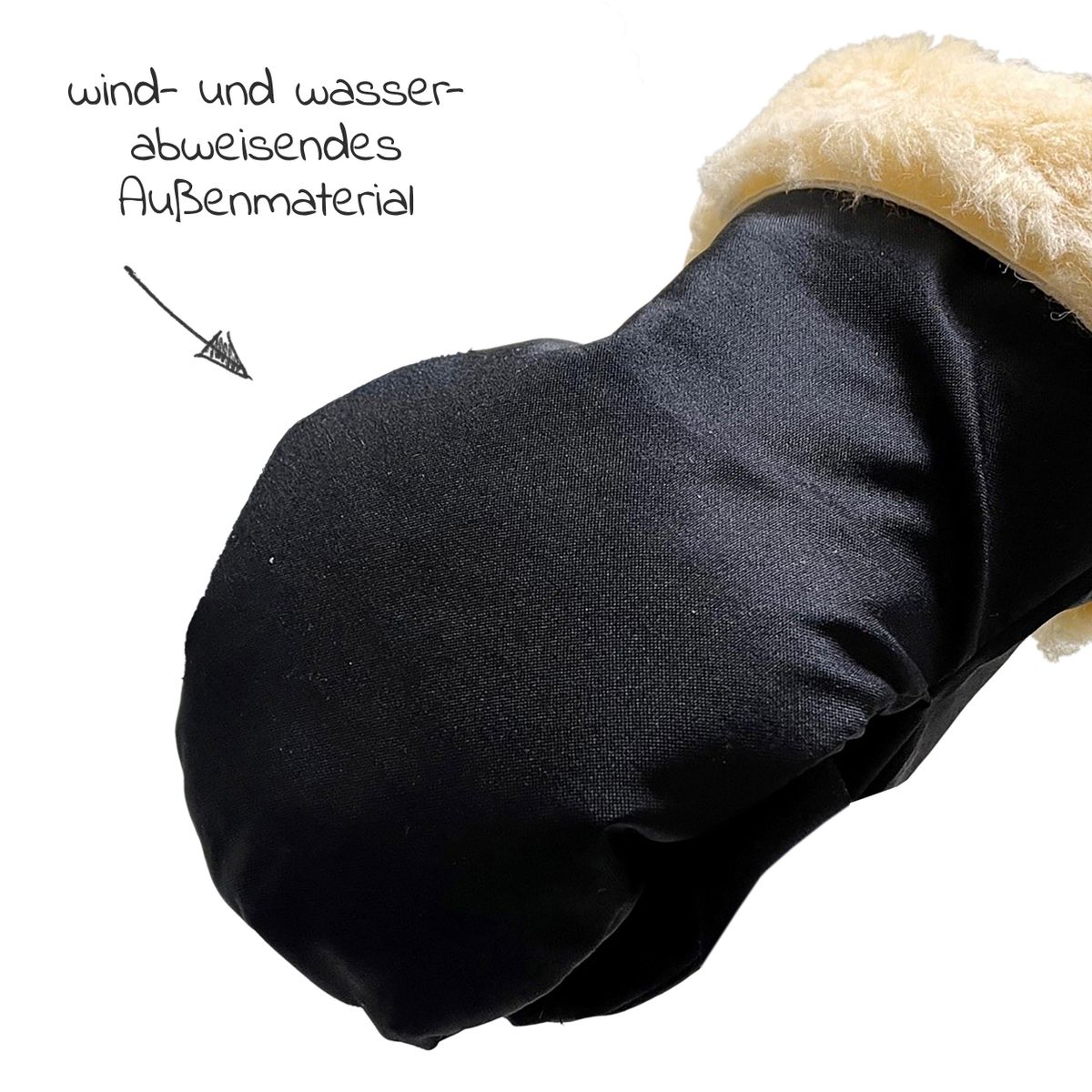 Detalj av lammeskinn på Håndvarmer Stroller Mitt i lammeskinn