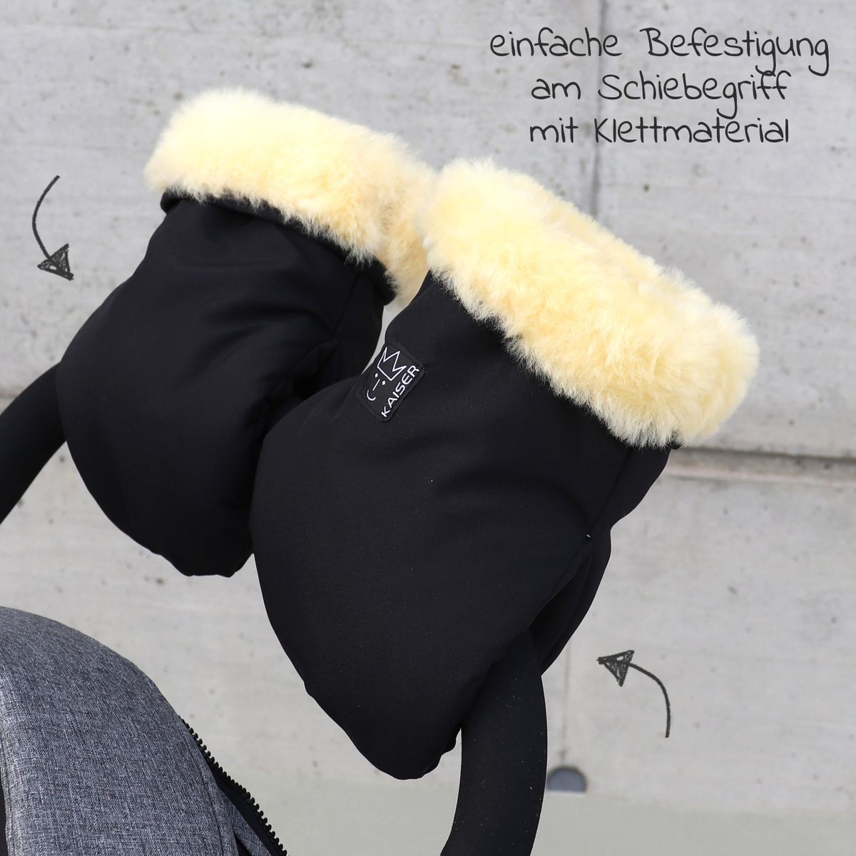 Montert Håndvarmer Stroller Mitt i lammeskinn på barnevogn