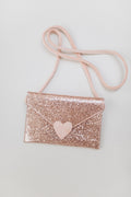 Håndveske for barn Love Letter med glitterstoff forfra