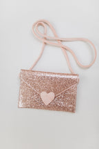 Håndveske for barn Love Letter med glitterstoff forfra