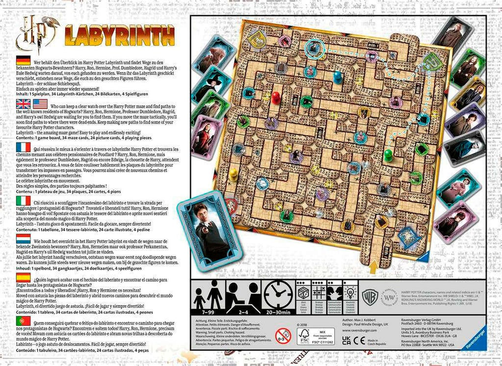 Harry Potter Labyrinth brettspill 2-4 spillere bakside