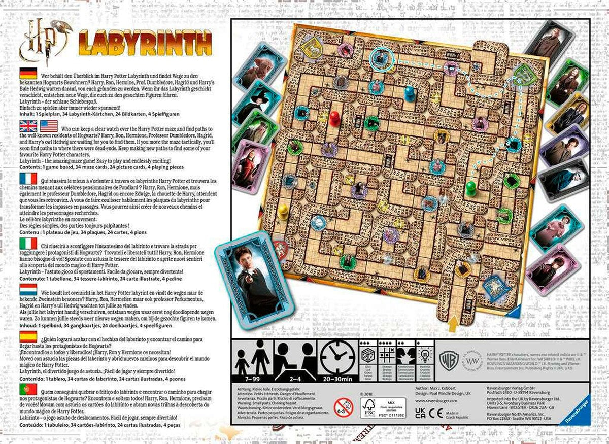 Harry Potter Labyrinth brettspill 2-4 spillere bakside