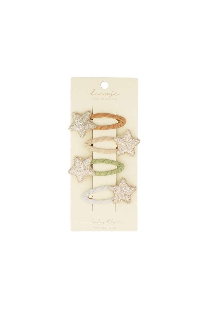 Hårspenner Christmas Stars sett med 4 stk forfra