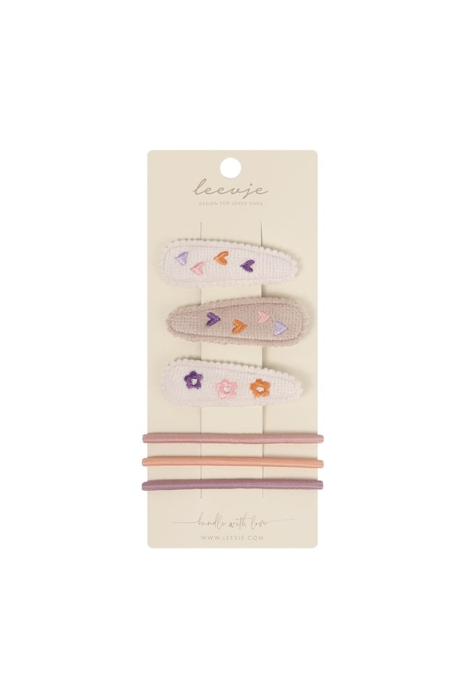 Hårtilbehør sett 'Hearts & Flowers Mix' - forfra