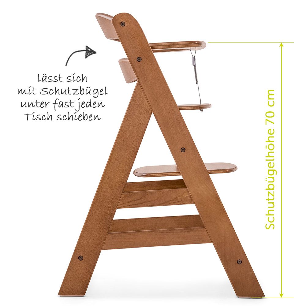 Barnestol Alpha Plus Walnut 4-delt med 2i1 nyfødtinnlegg - Hauck