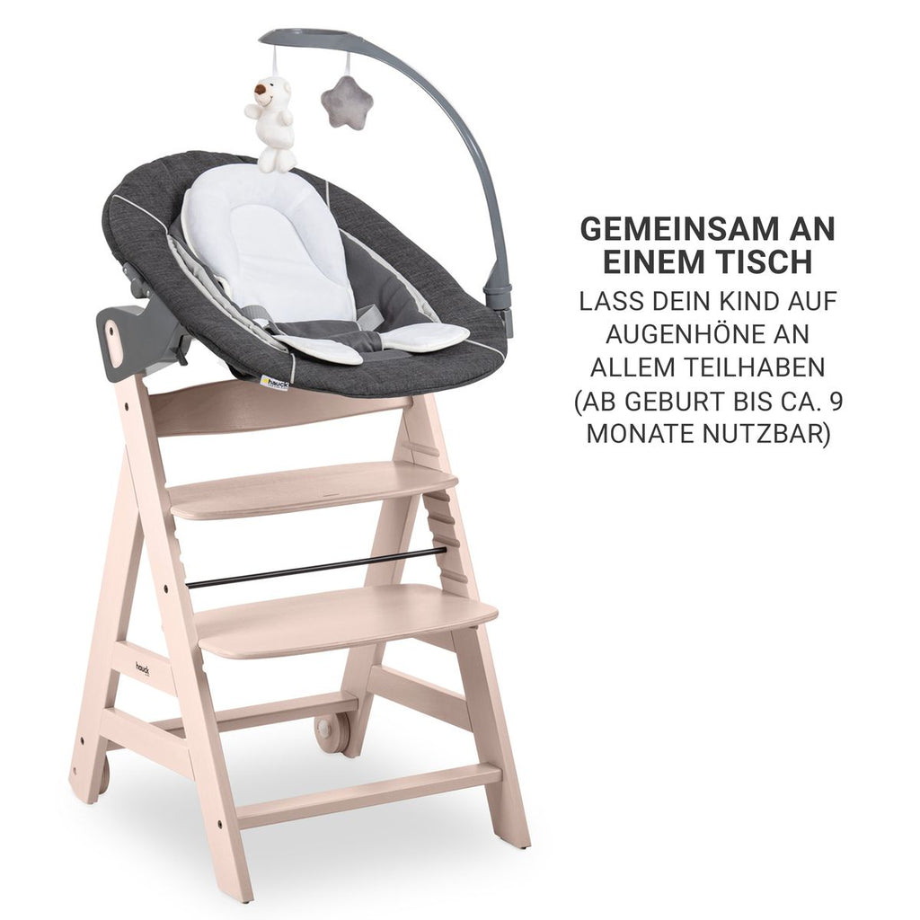 Barnestol Beta Plus 5-delers nyfødtsett Deluxe, gråmelert - Hauck
