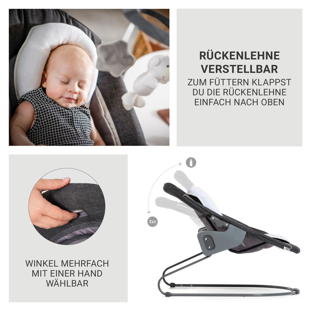 Barnestol Beta Plus 5-delers nyfødtsett Deluxe, gråmelert - Hauck