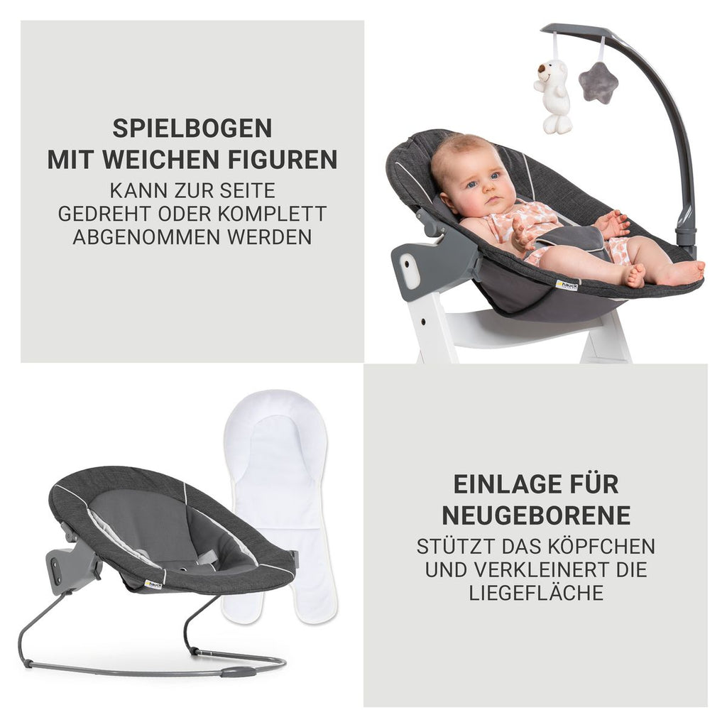 Barnestol Beta Plus 5-delers nyfødtsett Deluxe, gråmelert - Hauck