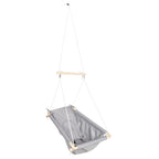 Hengehuske for baby i canvas og tre fra roba forfra