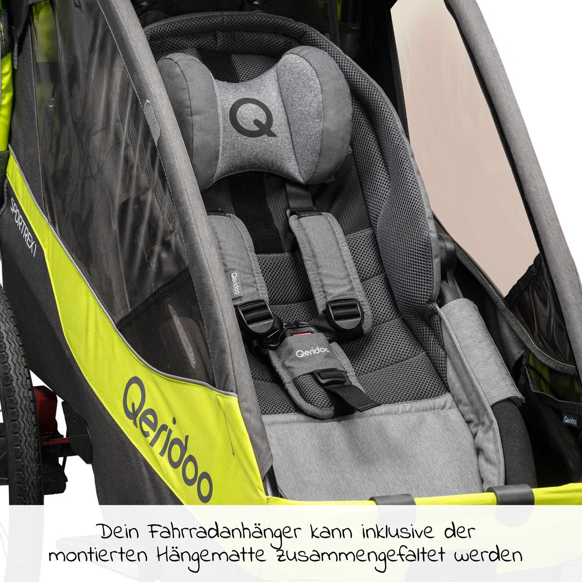 Hengekøye Plus med sikkerhetsramme for babytransport i grå farge