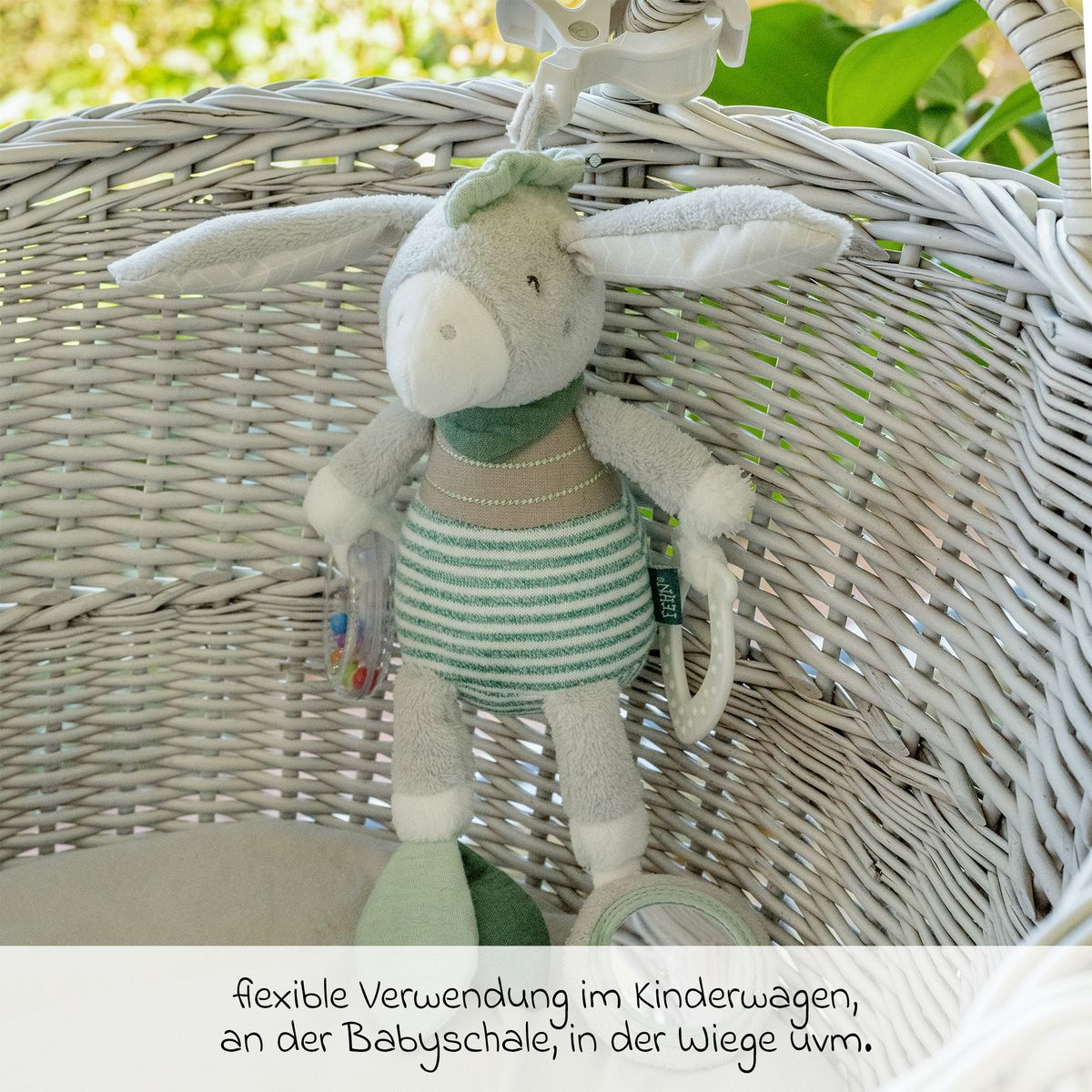 Hengeleke esel med bitering, speil og rangle - Fehn