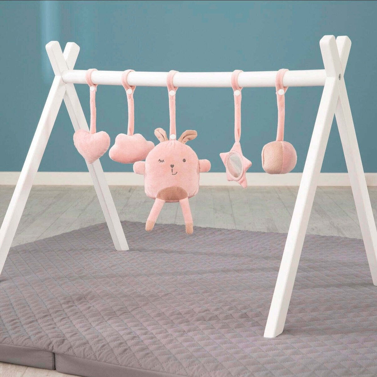 Nærbilde av stjerne med speil i Hengeleker for babygym Lil Cutie Lily 5 deler