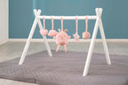 Detaljbilde av knitrefolie på hjerte i Hengeleker for babygym Lil Cutie Lily 5 deler