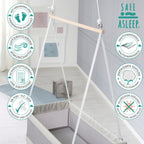 Detalj av mesh-stoff på Hengevugge safe asleep® med mesh-stoff i canvas