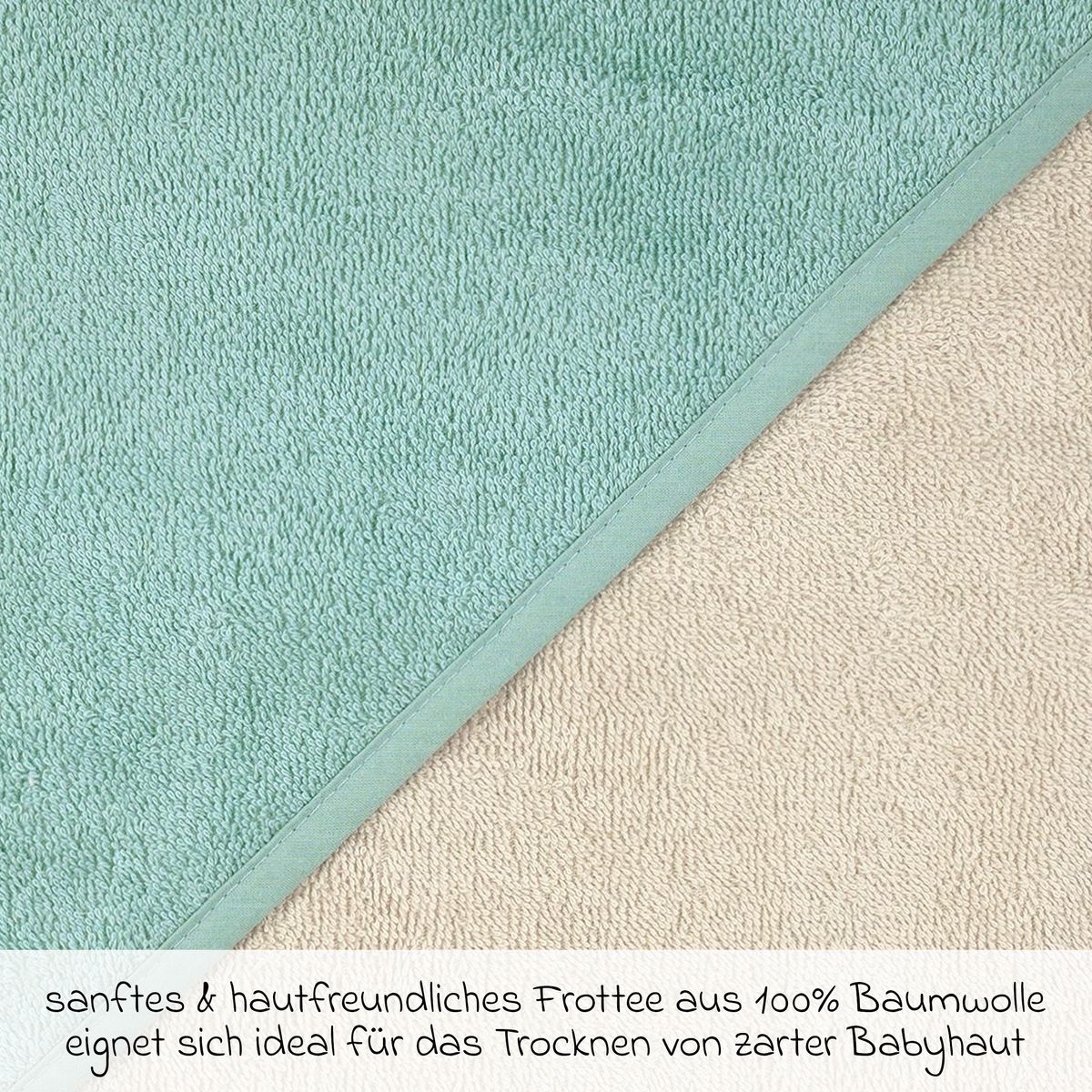 Hettehåndkle bomullsfrotté 100 x 100 cm greige isblå bakside