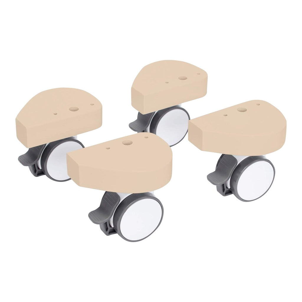 Hjulsett spesial med støtbeskyttelse for bedside crib fra babybay forfra