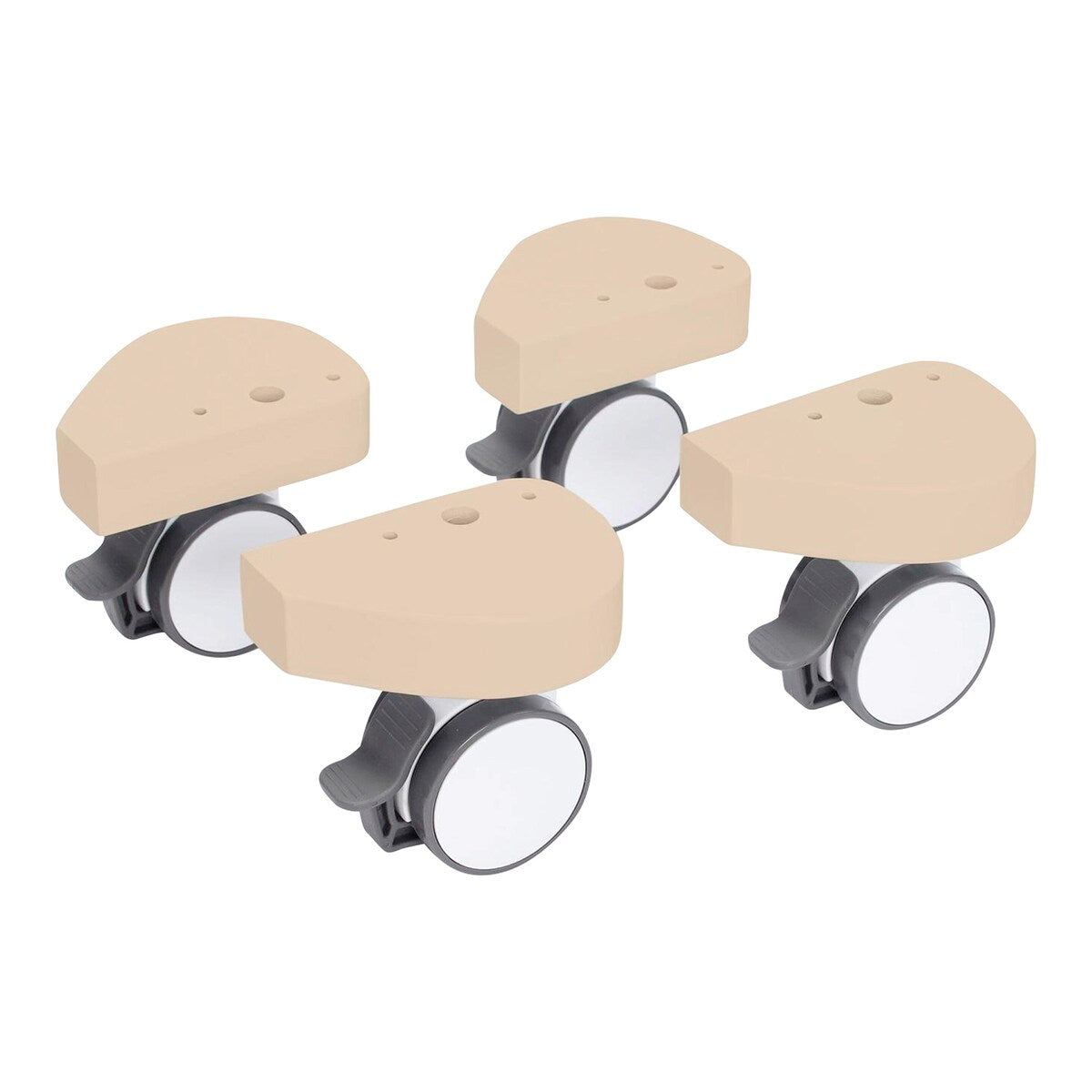 Hjulsett spesial med støtbeskyttelse for bedside crib fra babybay forfra