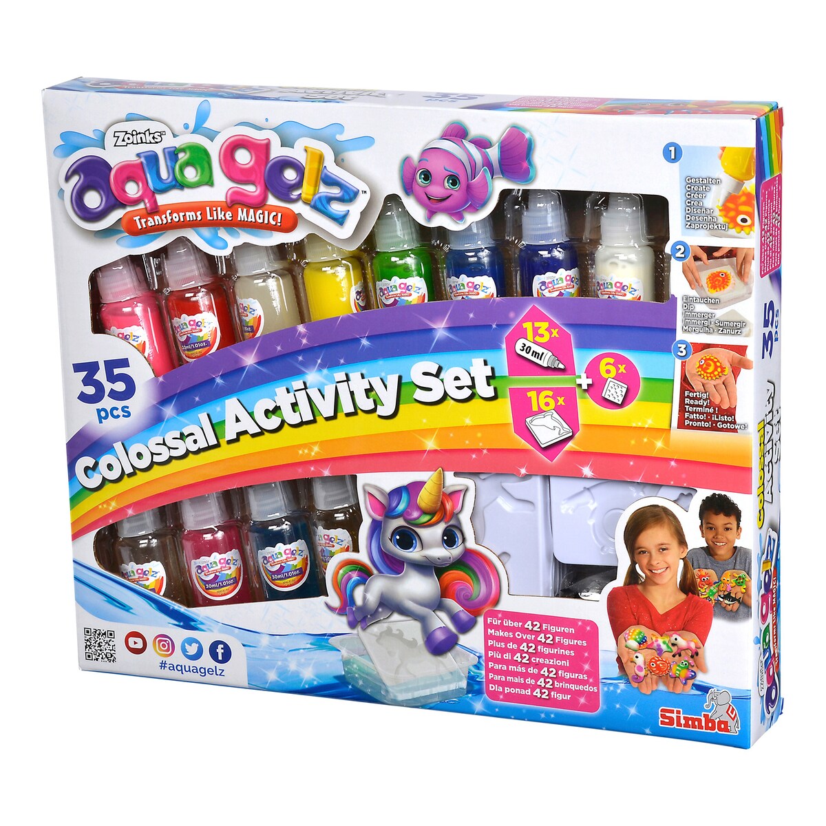 Hobbysett Aqua Gelz Colossal med 13 farger for kreativ lek