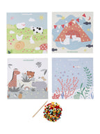 Hobbysett med pompombilder for barn 21,5x21,5 cm forfra