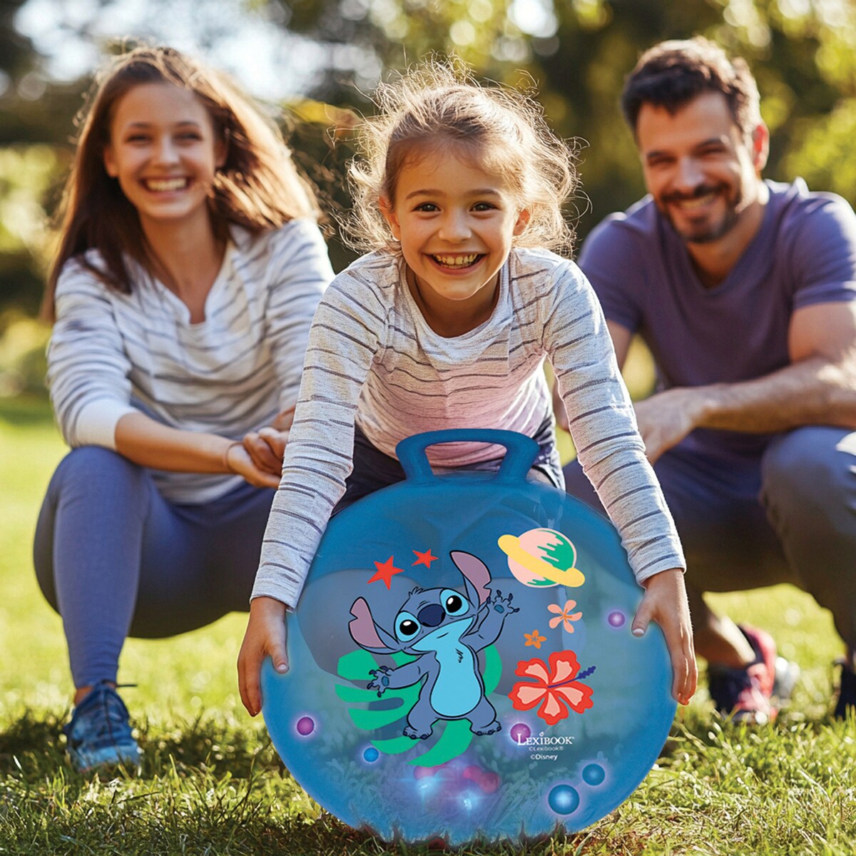 Bakside av hoppeball med lyseffekt Disney Stitch 45 cm