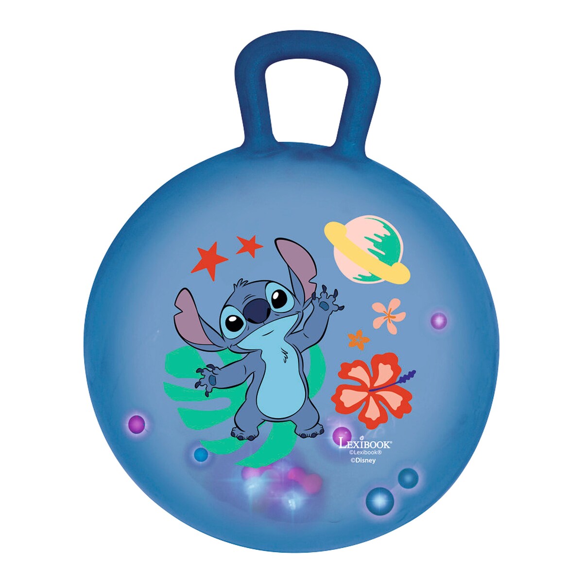 Detalj av lys på hoppeball med lyseffekt Disney Stitch 45 cm