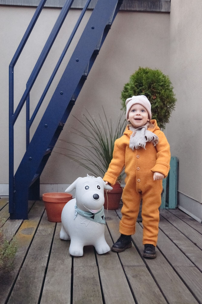 Hoppedyr hund med luftpumpe Kindsgut bakside