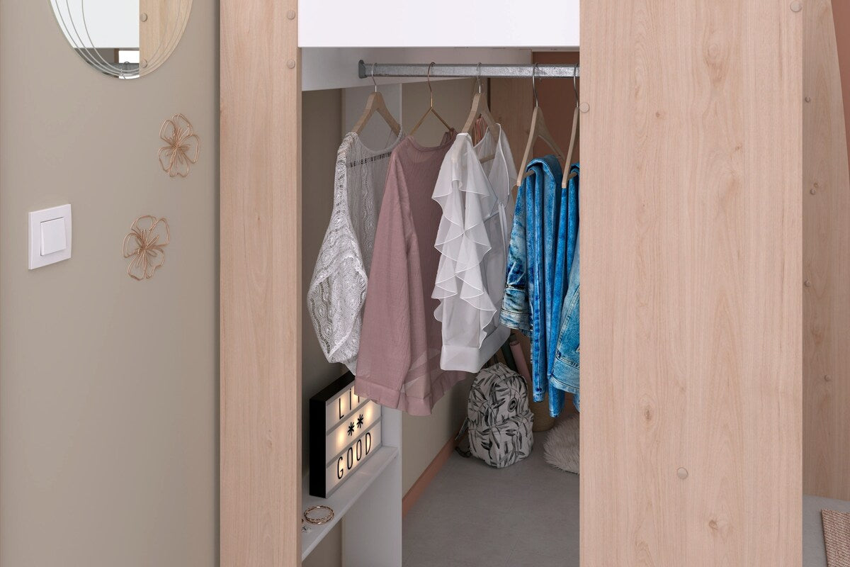 Høyseng Shelter 11 eik Jackson med skap og skrivebord - PARISOT