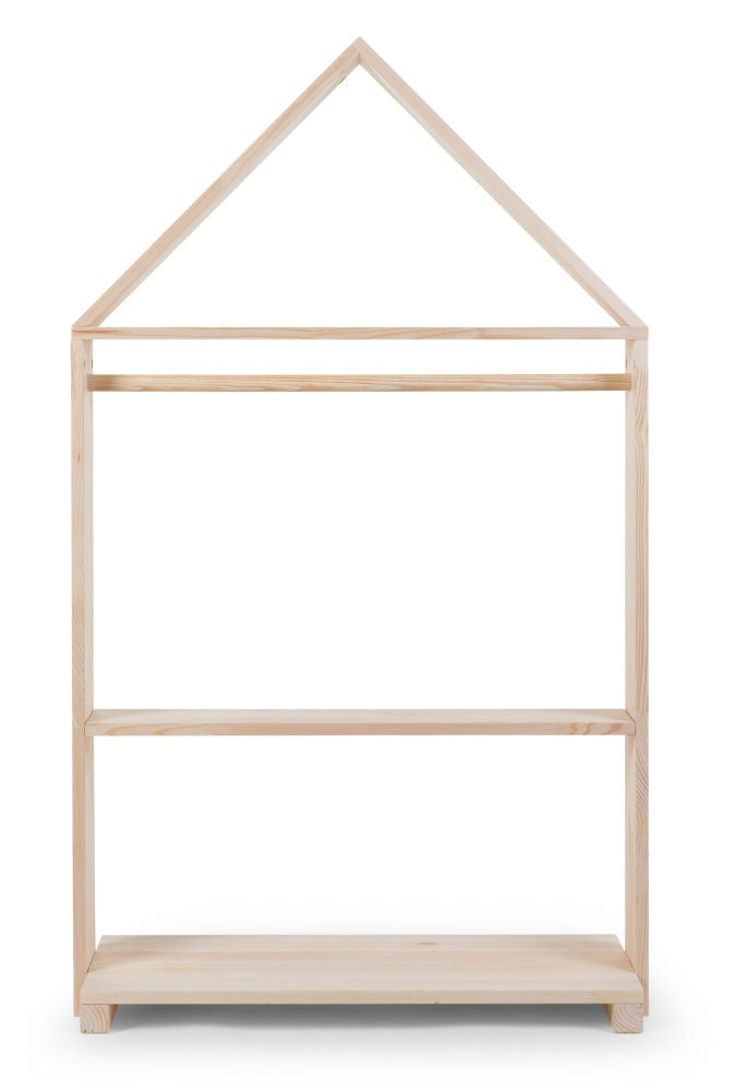 Husformet oppbevaringsreol med hjul 80x135 cm Childhome bakside