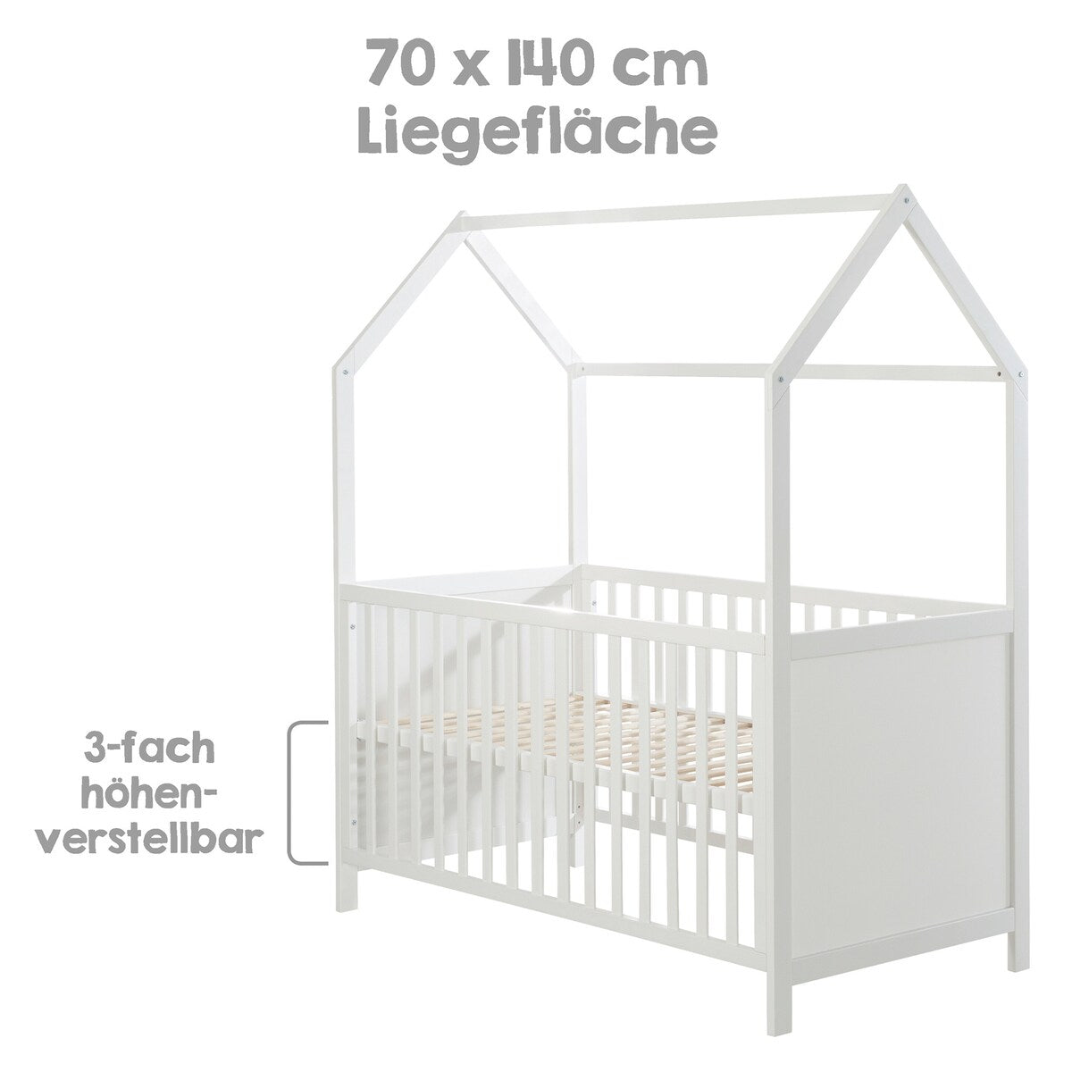 Husseng 70x140 cm kombiseng fra fødsel til ca 8 år justerbar høyde