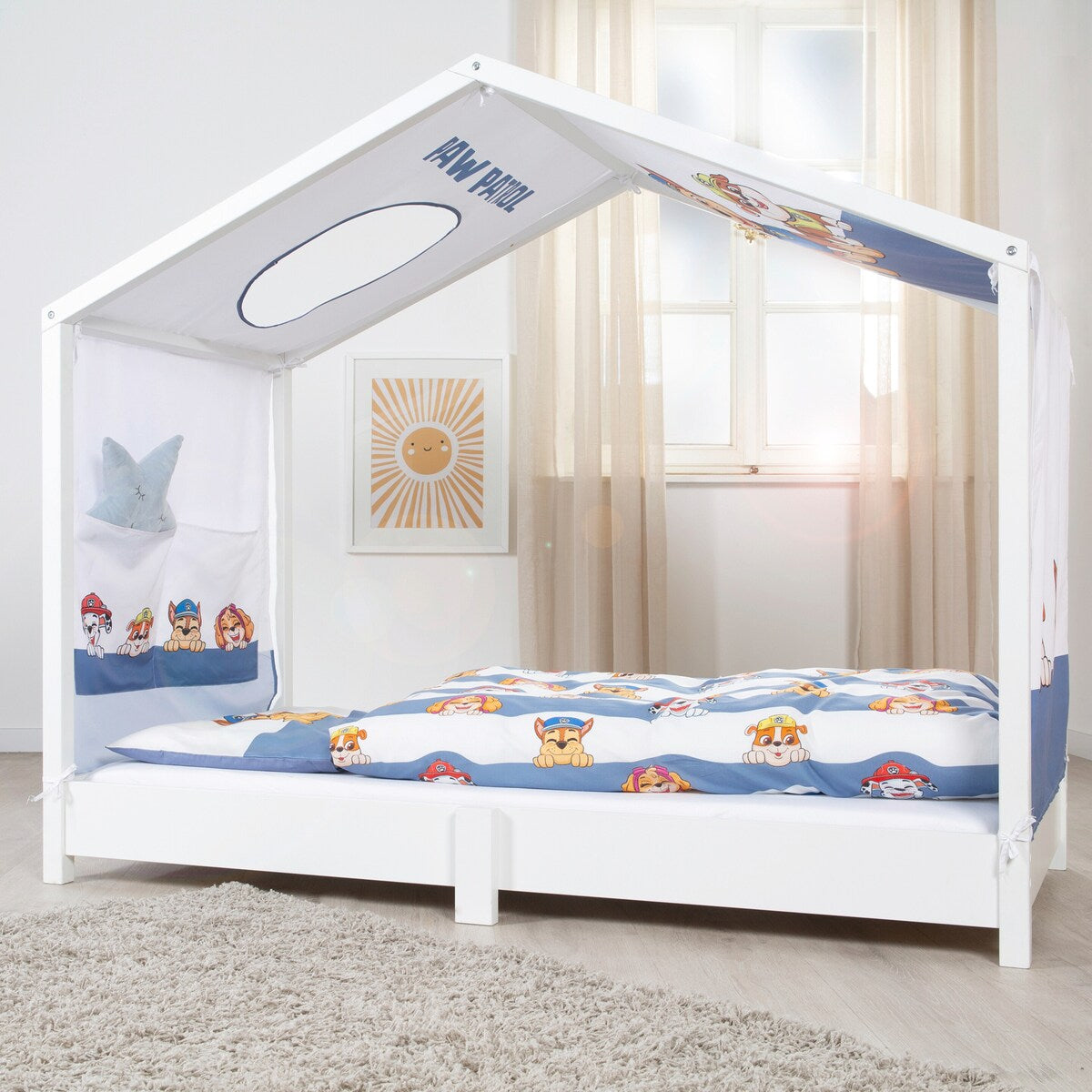 Visning av bånd for festing av Husseng-trekk 70 x 140 cm Paw Patrol med lommer