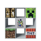 Hylle med 4 åpne rom og 5 dører push-open Minecraft forfra