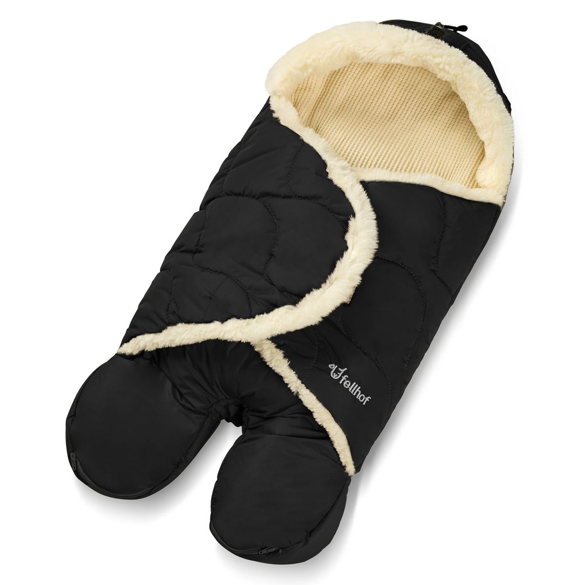 Innslagsteppe Winterberg i merinolammeskinn 37 x 72 cm svart for baby