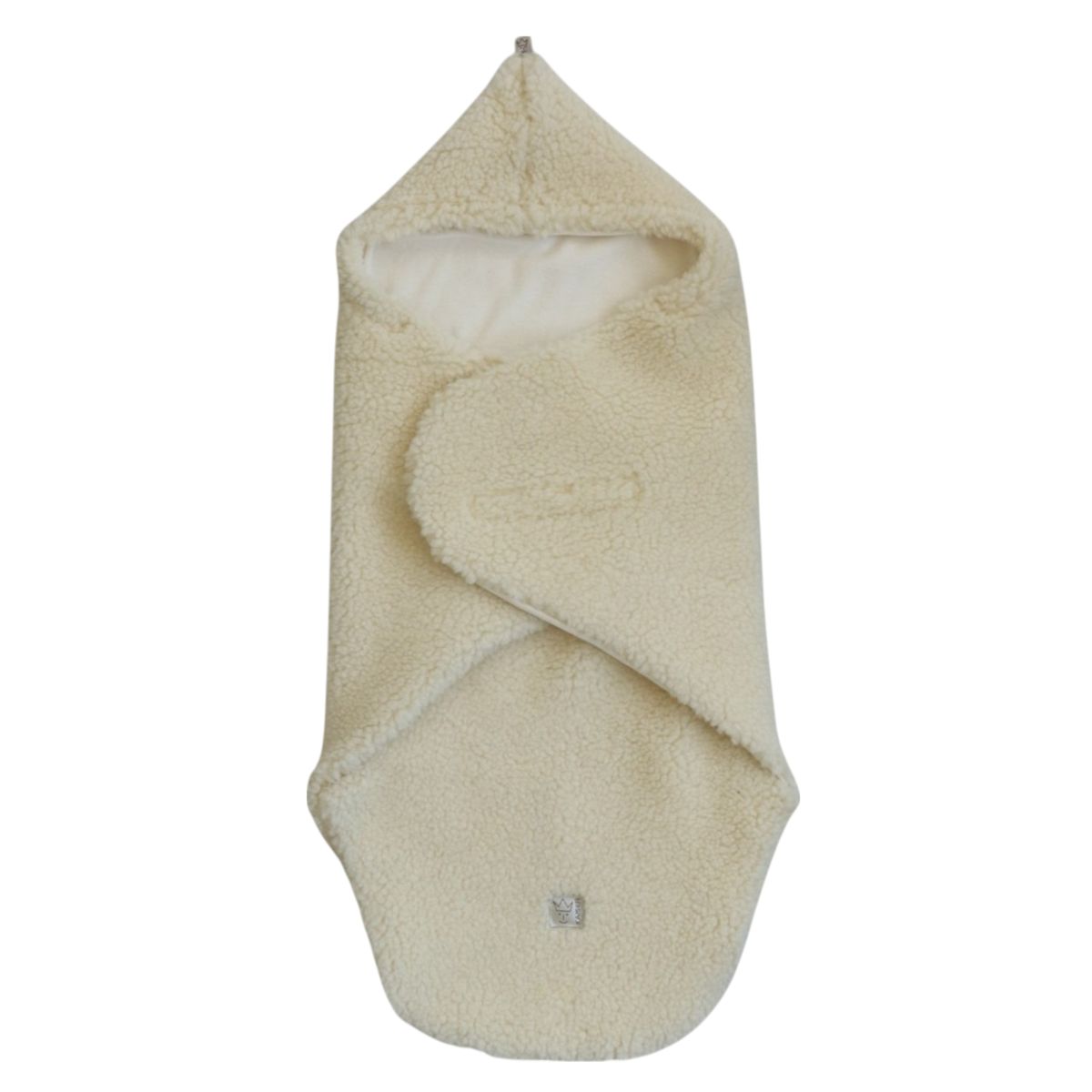 Innslagsteppe Wool i 100 % ull til babystol og bærebag hvit forfra