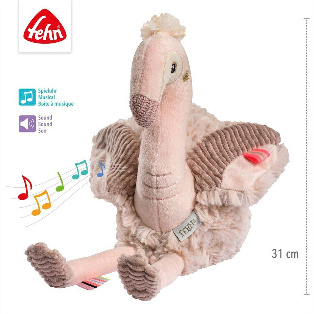 Innsovningshjelp flamingo med lydmodul 31 cm montert i barneseng