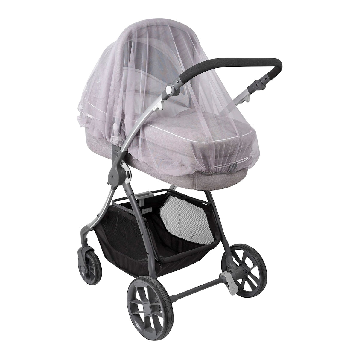 Insektsnett universal for barnevogn, buggy og reiseseng bakside