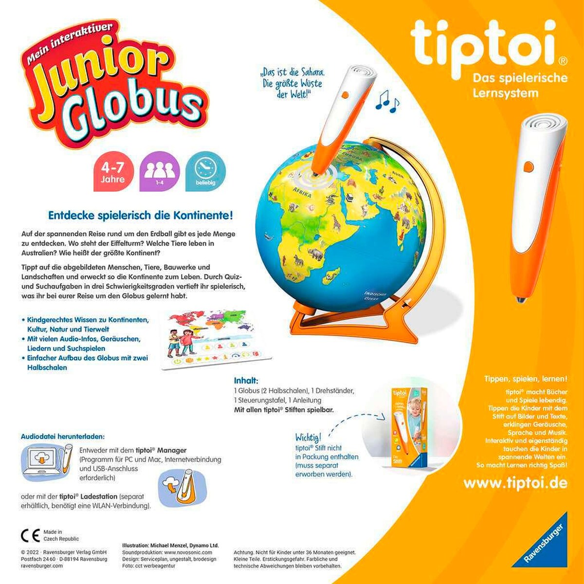 Interaktiv junior globus bakside med detaljer