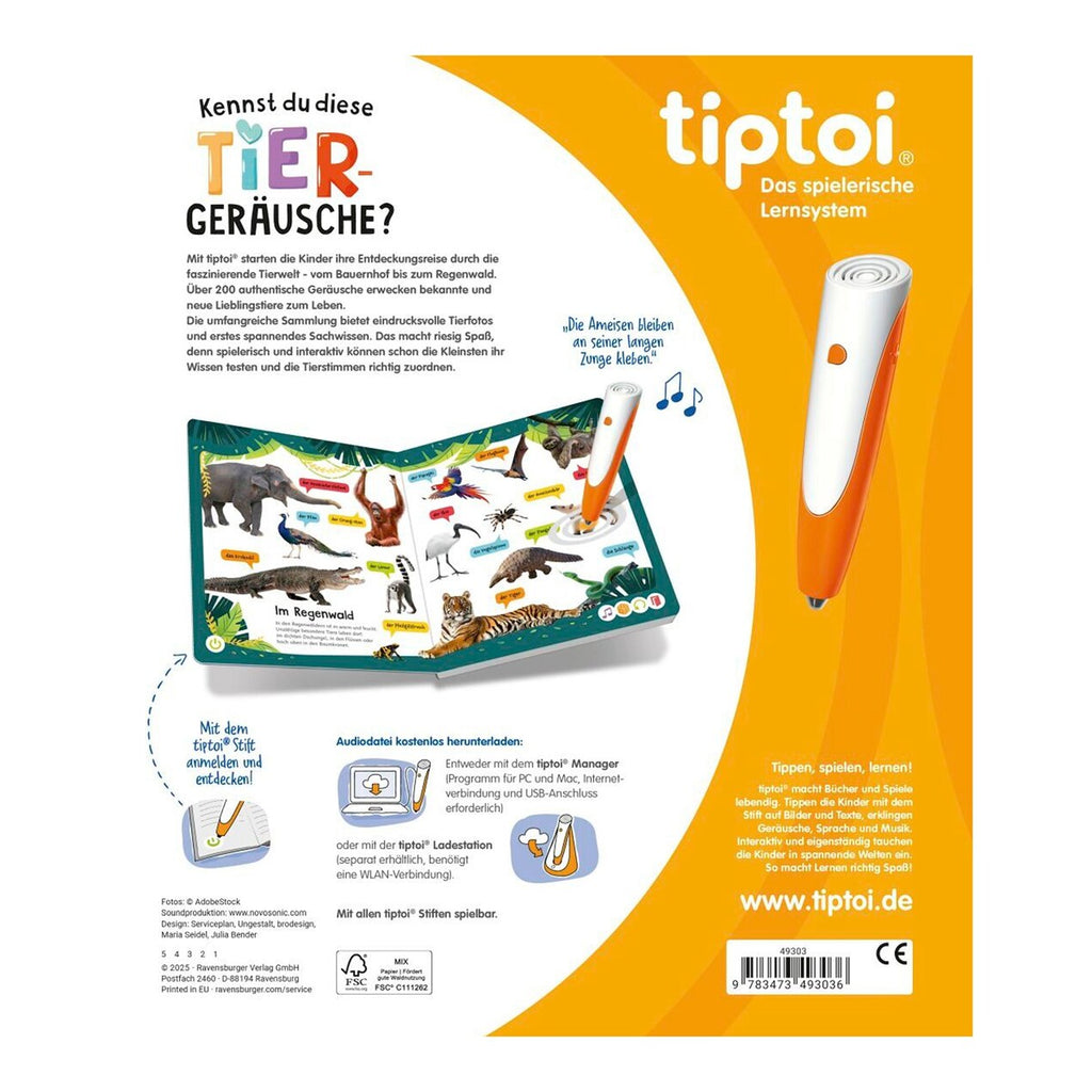 Interaktiv lydbok dyrelyder tiptoi omslag og logo